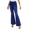 Europeiska amerikanska jeansfjäderbyxor med hög elastisk hög midja kvinnors jeans blossade byxor A015-2