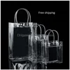 Packing Bags Limited 10Pcs / Lot Imballaggio regalo in pvc trasparente Tote con passante per mano Borsa in plastica trasparente Borsa per indumenti chiudibile Drop De Dhvwf