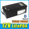 Batteria LiFePO4 12V 200AH 300AH con Bluetooth BMS Caricatore 14.6V Custodia impermeabile LCD Solar RV Storage Boat Yacht