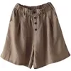 Damen-Shorts, locker, Baumwolle, hohe Taille, elastisch, lässig, solide, modisch, Zuhause und Leinen, Trendyol Y2302