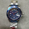 44mm Superocean Blue Dial Automatic Mens 시계 강철 케이스 블루 스테인레스 스틸 스트랩 스포츠 신사 시계 Timezonewatch