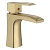 Rubinetti per lavabo da bagno per lavabo in oro spazzolato nordico semplice luce di lusso freddo e rubinetto per lavabo addensato tutto in rame