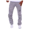 Pantalons pour hommes Mode Couleurs Solides Hommes Automne Printemps Extensible Casual Hip Hop Ripped Trou Pantalon Long Pantalon de Survêtement Pantalon Homme # g3