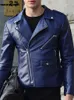 Mens Leather Faux Mauroicardi Spring Autumn Short Fited Cool Black Biker Jacket Men Zipper Long Sleeve Plus Size Clothing 4XL 5XL 230207