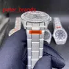 Diamant rostfritt st￥l 39 mm gl￤nsande fodral automatiskt alla vita sl￤ta svepande h￤nder diamanter alla i sp￤nne vattenbest￤ndig hi296f