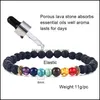 Link Chain 7 Chakra Healing p￤rlstav armband naturliga lava stenp￤rlor armband f￶r kvinnor m￤n mode yoga smycken droppleverans dhmqy