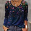 Damska karta koszulka Vintage Flower Mang Butt z kołnierz Tshirt Kobiety Eleganckie swobodne koszulki pullover jesienne luźne splicing wierzchołki 230207