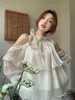 Women's Blouses 2023 Korean Gentle Shirt Women Fairy Temperament Lustre Feeling
