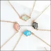 Pendant Necklaces Fashion Opal Hamsa Hand Necklace For Women Nature Resin Jewelry Gift Drop Delivery Pendants Dhlkh