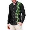 Casual shirts voor heren heren shirt top polynesische tribal grijs plumeria bladeren afdrukken op maat verkopen lange mouw voor button up shirtmen's quin22