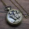 Pocket Watches & Fob Bronze Wolf Animal Quartz Necklace Women/Mens Pendant Watch Gift