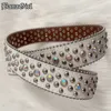 Paski punkowe białe krinekostone pasy designerskie skórzany pasek Diamond Bing Belt Western Cowboy Y2K E Girls Fashion Pas dla dżinsów Mężczyźni G230207