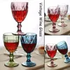 Wine Glasses 240/300ml Retro Embossed Red Glass Goblet Cup Juice Drinking Champagne Whiskey Wedding Party