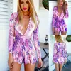 Mumins femininos Rompers Rodpúrio Pink Floral Summer Mulheres elegantes macacões de praia 2023 Macacão de cintura alta Backper Backper Sexy Bodysuit Swimwearw