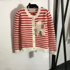 Kvinnors tröjor Designer 203 2023 Spring Summer Women Sweater Långärmad besättning Halsa Rink Green Red Black Rands Pullover Högkvalitativ kvinnor Meiyi FKA5