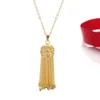 Pendant Necklaces LXOEN Hot Fashion Tassel Long Necklace with Cubic Zirconia Crown Necklaces For Women 2017 Statement Crystal Jewelry collares G230206