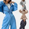 Women's Jumpsuits Rompers Winter Hoodie Jumpsuit Women Romper 2 Piece Set High Waist Long Sweatshirt Sweatpant Zipper Up Tracksuit Female Fall Clothing 230208