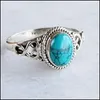 Pierścienie opaski Natural Stone Blue Turquoises Palcem Vintage Antique Fashion Biżuter