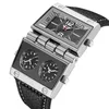 Montres-bracelets 2023 hommes grandes montres Oulm mode Rectangle sport militaire 3 fuseau horaire Quartz Reloj Hombre