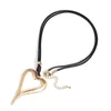Подвесные ожерелья Allyes Retro Cunky Big Love Heart Collares Длинное цепное кожаное ожерелье для женщин 2023