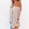 Women's Blouses Sexy gebreide vrouwelijke jumpers pullovers gebreide schouder backless kruis o nek breien trui voor kantoor vrouwelijk