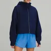 Otoño e invierno Sudadera con capucha de yoga Buceo para mujer Plus Terciopelo Engrosamiento Chaquetas Sudaderas con capucha Deportes Media cremallera Terry Diseñador Suéter Chothing Ropa corta suelta