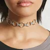 Choker Trendy Circle łańcuch łącza naszyjnik dla kobiet Krótkie goty naszyjniki Dziewczęce imprezowe kołnierze biżuteria dławiki