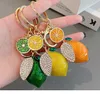 Mignon strass citron voiture porte-clés Simulation créative fruits porte-clés sac à main accessoires sac pendentif