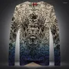 Heren t shirts creatieve prachtige 3D printen mode luxe luxe shirt met lange mouwen lente 2023 kwaliteit ademende streetwear heren m-3xl