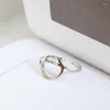 Cluster Rings LKO Real 925 Sterling Silver Hollowed Planet Adjustable Opening Ring For Women Men Jewelry Gift Girl Party Accessories