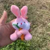 Porte-clés en peluche dessin animé mignon radis lapin, pendentif en peluche pour sac d'école, petit lapin, cadeau d'anniversaire pour couple