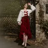 Casual Dresses Winter Warm Vintage Strap Women Designer Split Party Midi Female Korean Fashion Elegant Chic 230208