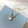 Link Chain ANENJERY Silver Color Retractable Chain Love Heart Shell Bracelet for Women Bead Bracelet Minimalist Jewelry Gift S-B444 G230208