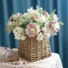 Fleurs décoratives soie artificielle fausse fleur plante verte Simulation hortensia marguerite oeillet bouquet mariage Pographie Bouquet maison El Decor