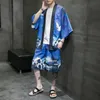 Tute da uomo Estate Abito taoista in stile cinese Abito Han a maniche corte Cardigan Kimono Tuta protettiva da uomo
