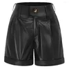 Women's Shorts BP Faux Leather Biker Women High Waist Wide Leg Short Vintage Luxury Pu Pants Ladies Slim