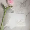 Piezas de tarjetas de felicitación Tri-Fold Laser Cutwork Calado Flor Juego de tarjetas de invitación de boda Postal Blanco Novia y novio Saludo