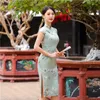 Ethnic Clothing Chinese Women Traditional Satin Qipao Sexy Tight Cheongsam Novelty Print Short Sleeve Vestidos Plus Size M-4XL