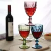 Wine Glasses 240/300ml Retro Embossed Red Glass Goblet Cup Juice Drinking Champagne Whiskey Wedding Party