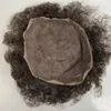 Malaysian Virgin Human Hair Replacement 1bGrey 8mm Wave Toupee Swiss Lace Unit for Black Men