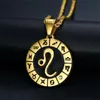 Collane con ciondolo Leone 12 Costellazioni Collana Regali di compleanno Colore oro Acciaio inossidabile Amuleto Segno zodiacale Gioielli Collier DropPendant