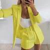 Womens Tracksuits Women Office Sets Autumn Long Sleeve Cardigan Blazer Shorts Solid 2 Piece Set Decoration Pant Style Fabric Type Closure Age 230208