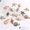 Charms 13Pcs/Set Colorf Shell Conch Starfish Enamel For Bracelet Necklace Jewelry Handmade Diy Craft Accessorycharms Drop De Dhgax