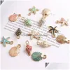 Charms 13pcs/conjunto colorf shell conch starfish esmal