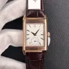 2023NEW JL Watch średnica 49 mmx29mm 854A/2 Manualny ruch łańcucha dwustronna podwójna strefa czasowa Skala cyfrowa z przodu Dwie i pół ręki wyświetlacz tylny wyświetlacz z drugim czasem