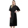 Vêtements de nuit pour femmes sous-vêtements femmes peignoir Simulation soie pyjamas couleur unie cardigan ample peignoirs de bain rose dames longues robes noir