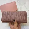 Ontwerpers Cowhide Leather Long Wallet Coin Portemones Interieur Zipper Pocket Black Pink Women Fashion Luxurys Handtassen Portebasis Kaart Hold268B 532