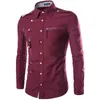 Heren Casual shirts Aankomst Springautumn Men Men Lange mouw Lading Slim Fit Fashion Epaulet Double Pocket Jurk M L XL XXL 230208