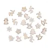 Juldekorationer 100 st/Lot Tree Decoration Handgjorda hjortar snöflinga Trä hängande prydnad Diy Handcraft Xmas Party Supplies