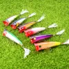 Baits Lures 7pcs Fishing set Mixed 7 colors Topwater Popper Bait Artificial Make Good Plastic With Feather hook Wobbler Tackle 230208